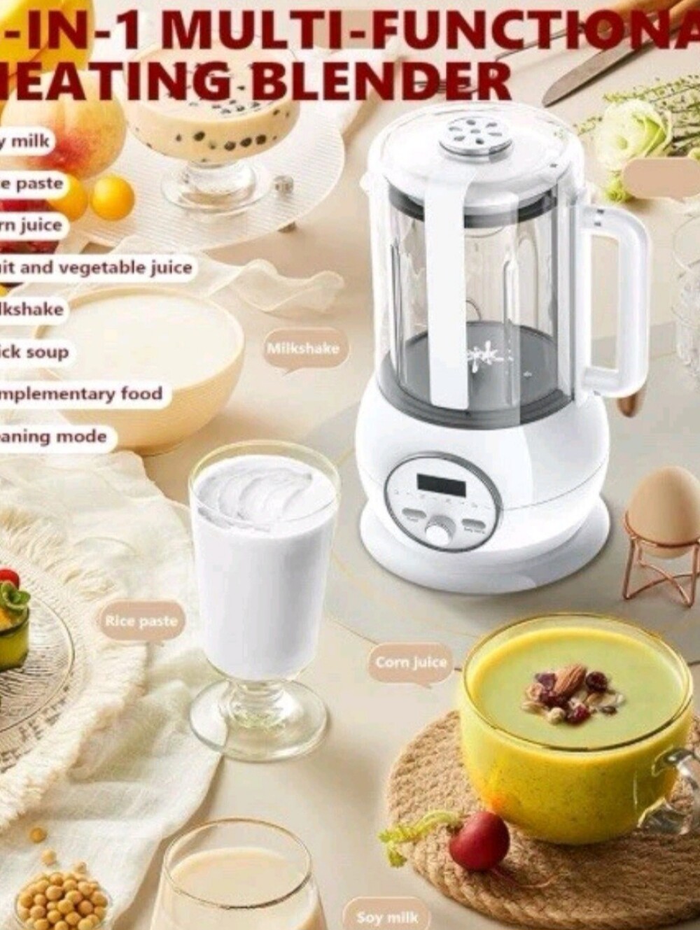 NIB! Nut Milk Maker 8 in 1 Function with Digital Timer And Self Cleaning - Picture 6 of 13